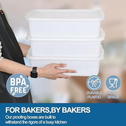 3-Pack 13 L Pizza Dough Proofing Box with Lid, White