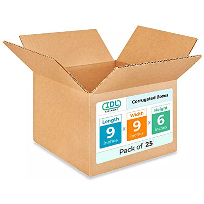 Small Moving & Shipping Boxes 9"L x 9"W x 6"H (25-Pack) - Extra Strength 200 lb vs Regular - Corrugated Boxes for Packaging - Moving Box for USPS, FEDEX - Heavy Duty Shipping Box by IDL Packaging - size: 9 * 9 * 6" (Small Boxes)