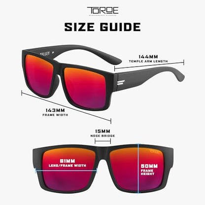 TOROE VALLEY Polarized z87+ Men Sunglasses - color: Matte Black | White Emblem | Fuze