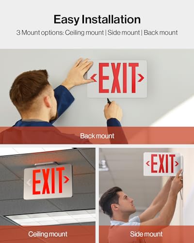 Sunco 2 Pack Red LED Exit Signs, Doublesided, 90 Minute Backup Battery