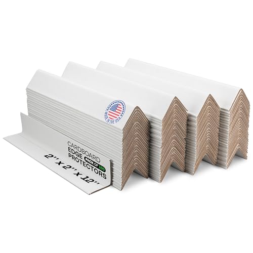 IDL Packaging Cardboard Edge Protector 2" x 2" x 12", Pack of 100 - V-Board Reinforced Cardboard Corners for Shipping - White Kraft Corner Protectors for Pallets - color: White, size: 12" Length