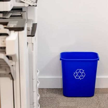 Rectangular Commercial 3.5 Gallon Office Blue Recycling Bin Wastebasket Small Compact Trash Can Deskside Bin, Undersink Bin (4, 3.5 Gallon) - size: 3.5 Gallon