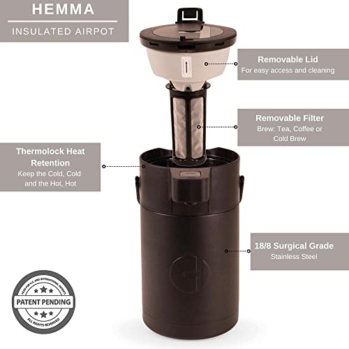 Airpot Coffee Dispenser with Pump - 85 oz Stainless Steel Carafe - color: Black