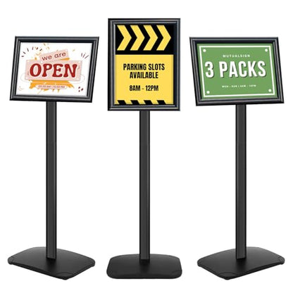 3 Pack Heavy Duty Pedestal Sign Holder 8.5 x 11" Floor Standing Sign Holder - color: Black, size: 8.5x11in-3p