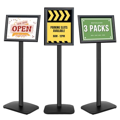 3 Pack Heavy Duty Pedestal Sign Holder 8.5 x 11" Floor Standing Sign Holder - color: Black, size: 8.5x11in-3p