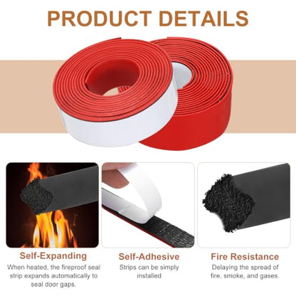 Smoke Fire Seal Strip 9.8Ft 40mm/1.57" Wx 2mm/0.08" T Red - color: Red, size: 9.8FT x 40mm / 1.57" W x 2mm / 0.08" T