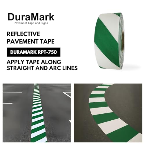 DuraMark RPT-750 Reflective Pavement Marking Tape, White, 3 in x 18 ft - color: Green/White, size: 3 Inch x 18 Ft