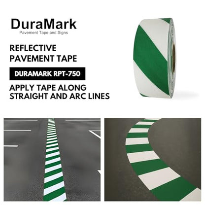DuraMark RPT-750 Reflective Pavement Marking Tape, White, 2 in x 18 ft - color: Green/White, size: 2 Inch x 18 Ft