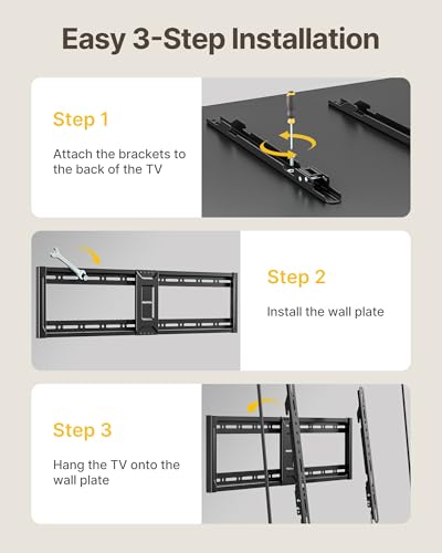 monTEK Heavy Duty Fixed TV Wall Mount for 43–95 Inch TVs, 200lbs Capacity - size: 43"-95" Fixed