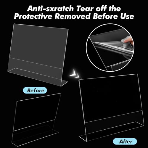 12 Pcs Acrylic Sign Holder Horizontal 14 x 11 Inch, Standing Sign for Table