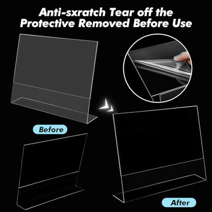 12 Pcs Acrylic Sign Holder Horizontal 14 x 11 Inch, Standing Sign for Table