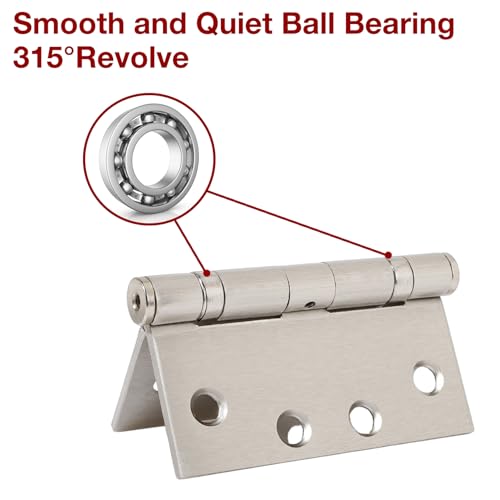 TDCHINGES Heavy Duty Door Hinges Brushed Nickel 4.5 Inch x 4 1/2" Square - color: Satin Nickel, size: 12 Pack-BB