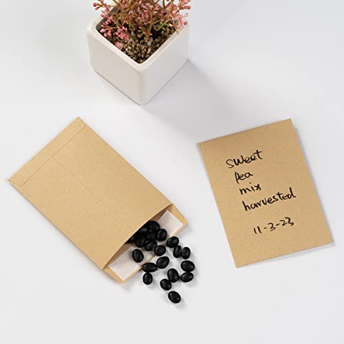100 Pack Seed Envelopes Self-Adhesive, 3 1/4 x 4 1/2 inches, Kraft Brown - color: Kraft Brown