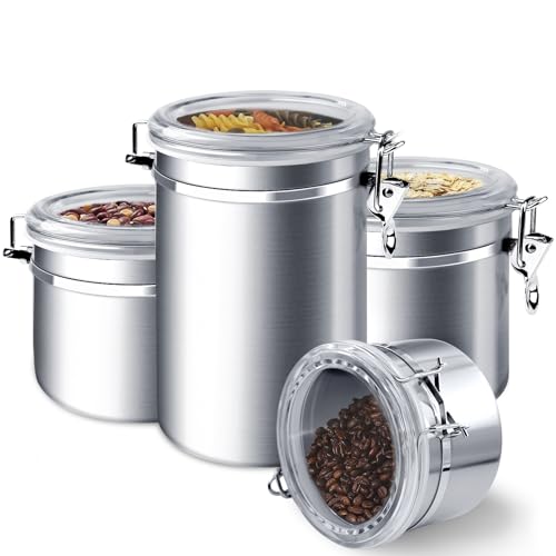 ENLOY 4-Piece Stainless Steel Airtight Food Storage Canister Set with Lid - size: Small
