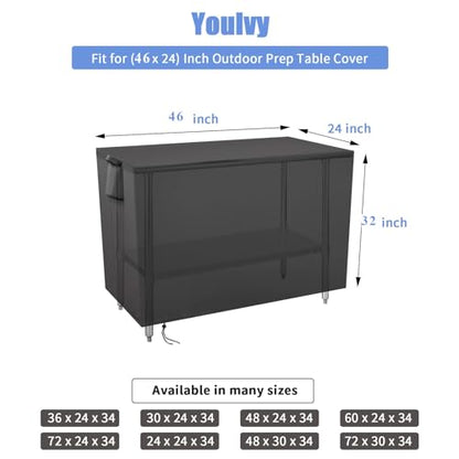Outdoor Prep Table Cover for Rolling Dining Table, 46x24x32 Inch - size: 46" x 24" x 32"