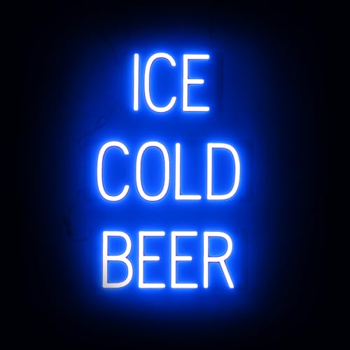 SpellBrite LED Neon ICE COLD BEER Sign for Business - Blue, 17" x 24" - color: Blue, size: ICE COLD BEER (17"x24")