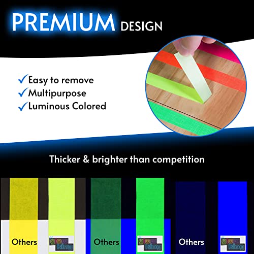 Glow King Blacklight Reactive Glow Tape | Premium UV Fluorescent Neon Party Gift for Events | Multipurpose Luminous Colored Tape for Room Decoration | Glow in the Dark Cloth Tape – 1 in x 18 ft - size: Wide - 1" x 18'