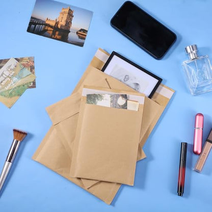 50 Pcs Kraft Bubble Mailers 3 Size Padded Envelopes, Natural - color: Natural
