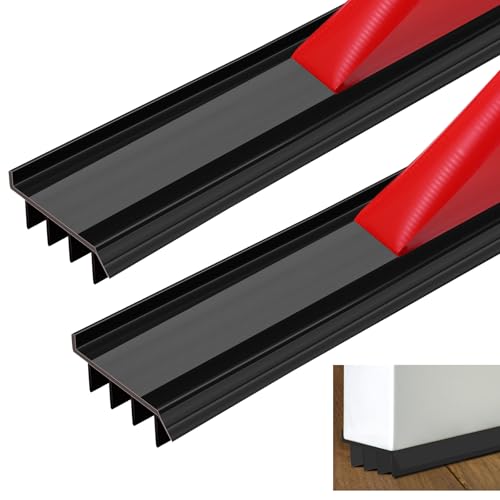2 Pcs 4 Feet Exterior Door Sweep Vinyl Door Bottom Seal with Tape Drip Cap - color: Black, size: 4 Feet