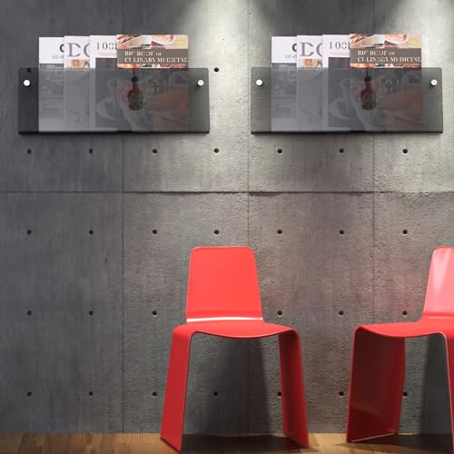 2 Pcs Acrylic Magazine Rack, 17" Black Record Holder, Hanging Bookshelf Literature Storage Rack for Waiting Room, Office, Home Display - size: Black 17 Inch