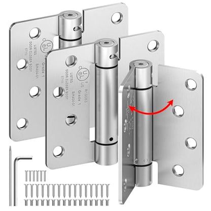 4 Inch Self Closing Door Hinges,3-Pack Spring Hinges,1/4" Radius Corners - size: 4"-3 Pack-1/4" Corner