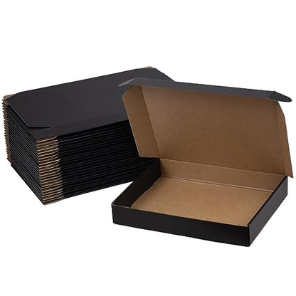 13x10x2 Inches Shipping Boxes Pack of 25, Packaging Corrugated Cardboard Mailer Boxes for Small Bussiness, Black - size: 13 x 10 x 2 inch