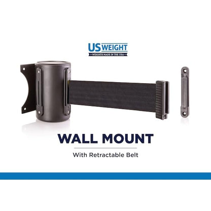 US Weight U2501 Wall Mount with Retractable Belt – 13' Black - color: Black, size: 13'