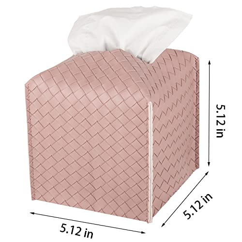 Tissue Box Cover Square Leather Facial Paper Holder, Pink - color: Pink, size: square
