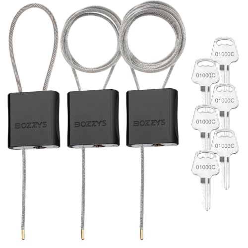 Adjustable Cable Locks with 6 Same Keys, 3-Pack, Black - color: black | 3pack(1.15ft,3.28ft,6.56ft)/set-6 same keys | Dia 1/6in(4mm)