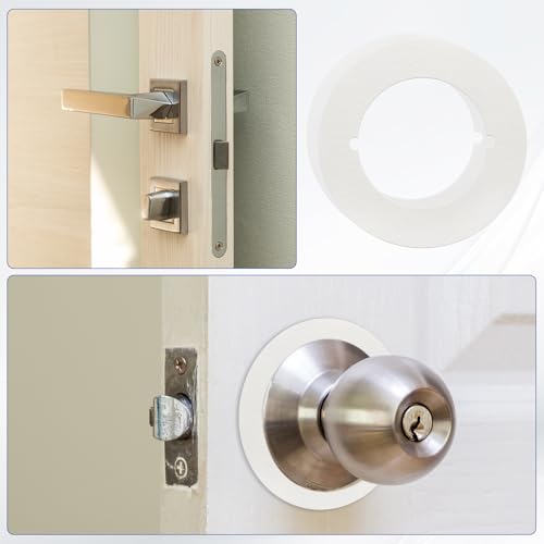 PATIKIL Door Knob Plates, 2 Pcs Round Plate Cover for Door Deadbolt Double Side Knob Handle Repair Kit Cover Filler Fixing Repair Backplate, White - color: White