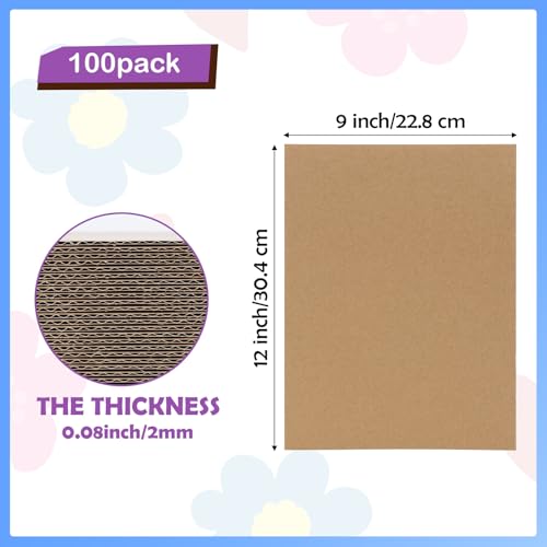 RLAVBL 100 Pack 9x12 Corrugated Cardboard Sheets, Flat Cardboard Inserts for Shipping, Mailing, Packing, DIY Crafts - color: Brown-100 Pack, size: 9x12