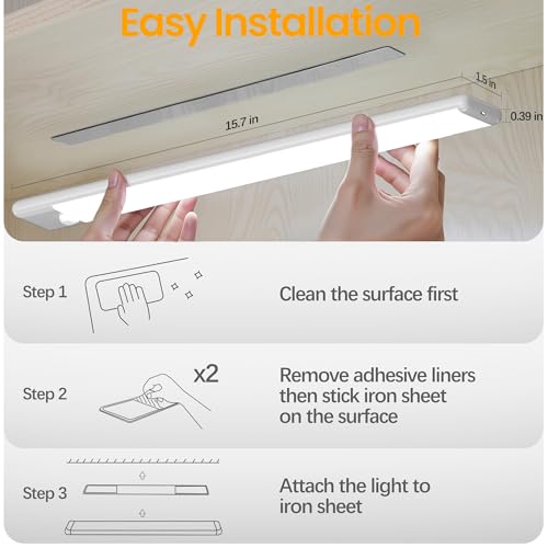 5-Pack Motion Sensor Under Cabinet Light, 3CCT, 15.7 inch - color: White, size: 15.7 inch