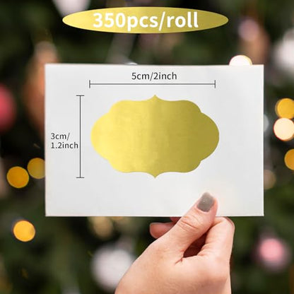 350 PCS Fancy Shape Stickers, 2" x 1.2" Gold Labels for Home, Office, Kitchen, Gifts, Jars, Food Craft - color: Gold, size: 2*1.2 inch