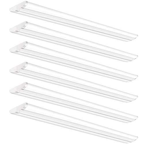 ANTLUX Ultra Slim 4FT LED Wraparound Light, 50W 4 Foot Shop Lights for Garage, No Glare, 5600LM, 4000K, Compact Flush Mount Ceiling Fixtures for Kitchen Workshop, Fluorescent Tube Replacement, 6 Pack - color: 4000K