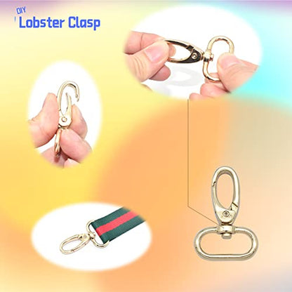 Rainbow Swivel Hook Claw Clasp - 25mm Slide Strap Buckle D Ring Adjuster Buckle for Dog Collar Backpack Purse Hardware - color: Light Gold 5 Sets