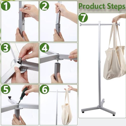 Blulu 45'' Adjustable Shopping Bag Rack Heavy Duty Bag Stand, 1 Pcs, Silver - color: Silver