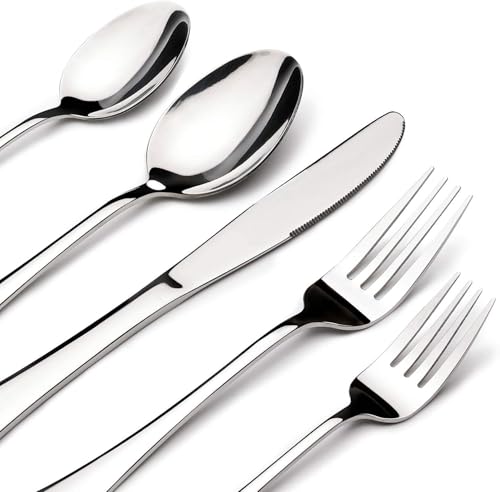 Silverware Set for 12 with Serving Utensil,Stainless Steel Flatware Cutlery - size: 65 Piece, style: Modern