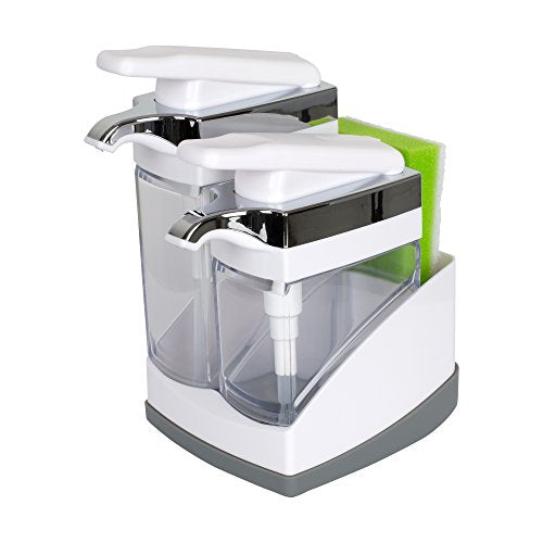 Casabella Sink Sider Duo with Sponge - White & Chrome Plating - color: White, size: Duo