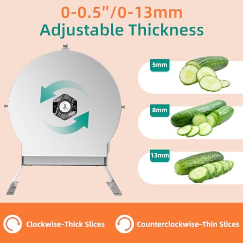 Electric Vegetable Slicer, Commercial Fruit Cutter Machine with 0-0.5'' Thickness Adjustable, Stainless Steel 2 IN 1 Manual & Electric Food Slicer for Lemon Potato Onion Tomato, 110V - size: Electric Model