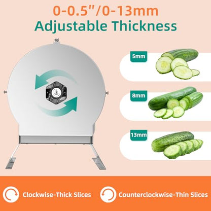 Electric Vegetable Slicer, Commercial Fruit Cutter Machine with 0-0.5'' Thickness Adjustable, Stainless Steel 2 IN 1 Manual & Electric Food Slicer for Lemon Potato Onion Tomato, 110V - size: Electric Model