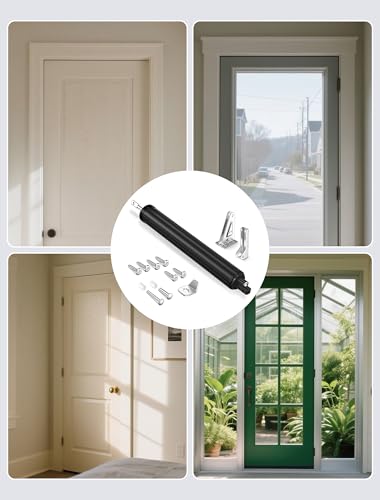 Black Storm Door Closer, Pneumatic Screen Door Closer with Hold Open - size: Black