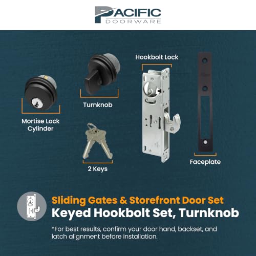 Keyed Hookbolt Set, Key & Thumbturn, Bronze, 31/32" - color: Duronotic Bronze, size: 31/32" Backset, style: Turnknob