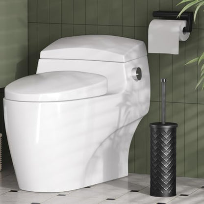 Toilet Bowl Brush and Holder Set 2 Pack with 4 Extra Brush Heads (Black) - color: Black