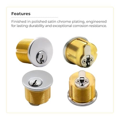 2 Pack | Brass Mortise Cylinder Lock 1 Inch Keyway Keyed Alike | Storefront Door Replacement - Adams Rite Kawneer Vistawall - size: 2 Pack