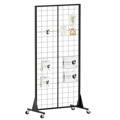 Gridwall Panel Display Stand, 2'x5.5' Heavy Duty Floor Standing Rack with Detachable Girdwall, Movable Silent Wheel, Easy to Transport, Ideal for Retail & Craft Fairs - color: 1