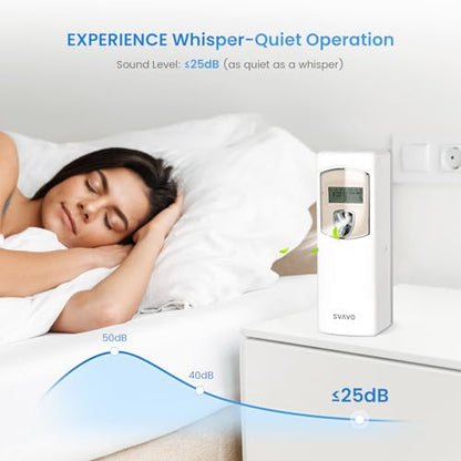 SVAVO Automatic LCD Air Freshener Dispenser - Wall Mount/Free Standing Auto Fragrance Dispenser Programmable Aerosol Spray Perfume Dispenser for Bathroom, Hotel, Office, Commercial Place, White