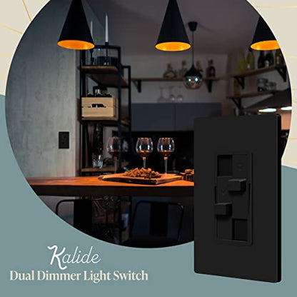 TOPGREENER Dual Load LED Dimmer Switch, Single Pole, Black, 1 Pack - color: Black, size: Dual Dimmer Switch