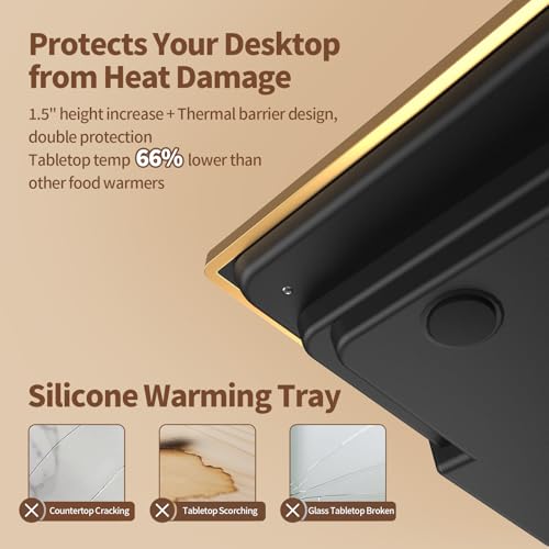 Food Warmers for Parties Buffet, （47"x12"） Assemblable Stackable Electric Warming Tray with 8-Level Temperature Adjustment and 8-Hour Timer, Upgraded Desktop-Protecting Food Warming Mat - size: Tri-Plate:47"x12"