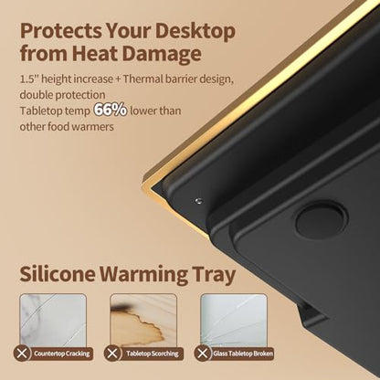Food Warmers for Parties Buffet, （47"x12"） Assemblable Stackable Electric Warming Tray with 8-Level Temperature Adjustment and 8-Hour Timer, Upgraded Desktop-Protecting Food Warming Mat - size: Tri-Plate:47"x12"