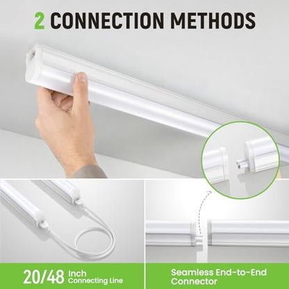 Pak 4FT LED Shop Lights, 2300LM 6500K Cool White, 20W Energy-Saving Super Bright Linkable T5 Ceiling and Under Cabinet Lighting Fixture for Garage, Workshop, Basement, Warehouse, FCC Certified, 6 Pack - size: 4FT 6500K-6 Pack